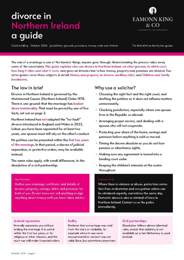 Divorce in Northern Ireland cover